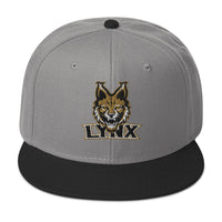 Load image into Gallery viewer, Lynx Snapback Hat black gray color front view
