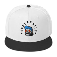 Load image into Gallery viewer, Skate Daily ll Snapback Hat black white color front view
