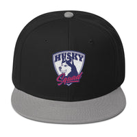 Load image into Gallery viewer, Husky Squad Snapback Hat gray black color front view

