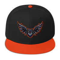 Load image into Gallery viewer, Owl Snapback Hat orange black color front view
